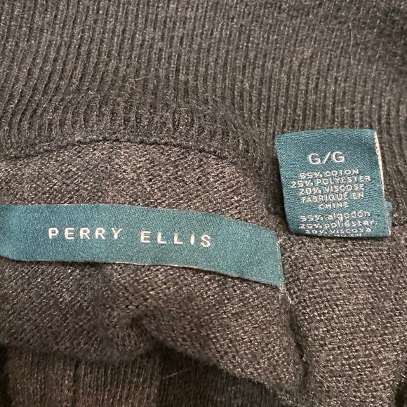 Perry Ellis Men's Black 1/4 Zip High Neck Long Sleeve Sweatshirt Sweater Top L - Picture 3 of 3
